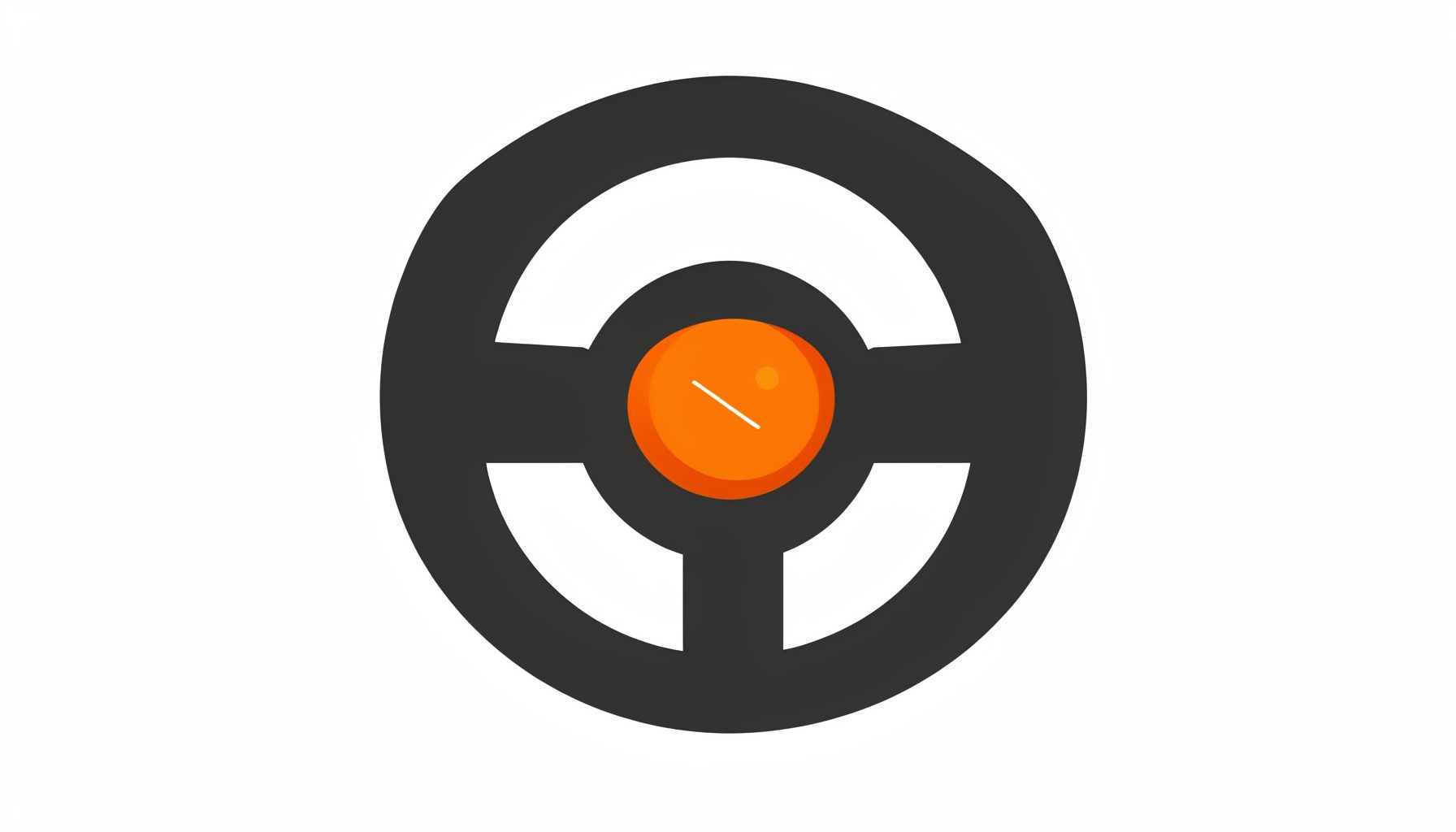 Illustration vectorielle plane d'un volant stylisé avec un indicateur de messagerie, tons charbon et orange vif.